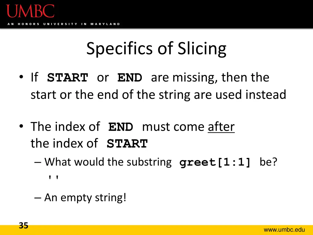 specifics of slicing