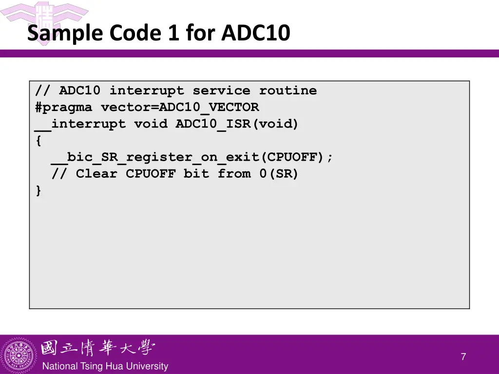 sample code 1 for adc10 2