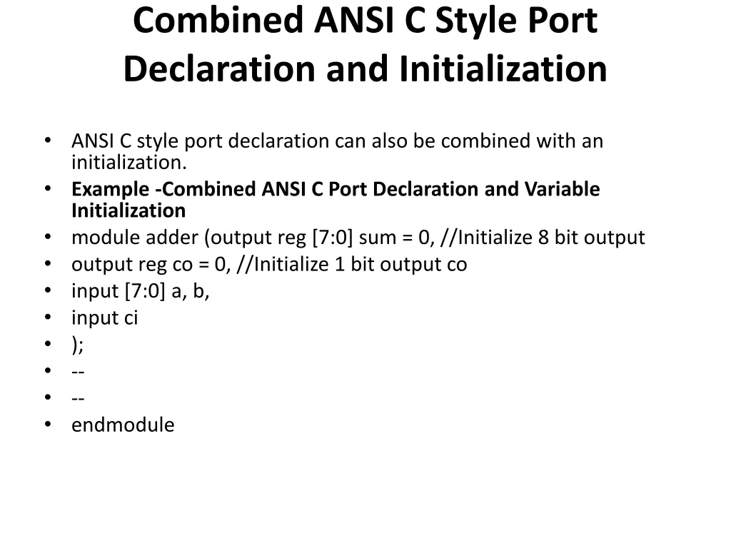 combined ansi c style port declaration