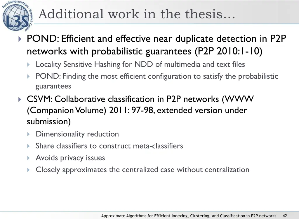 additional work in the thesis