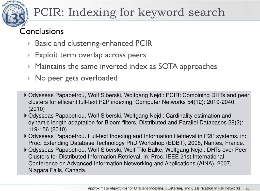pcir indexing for keyword search