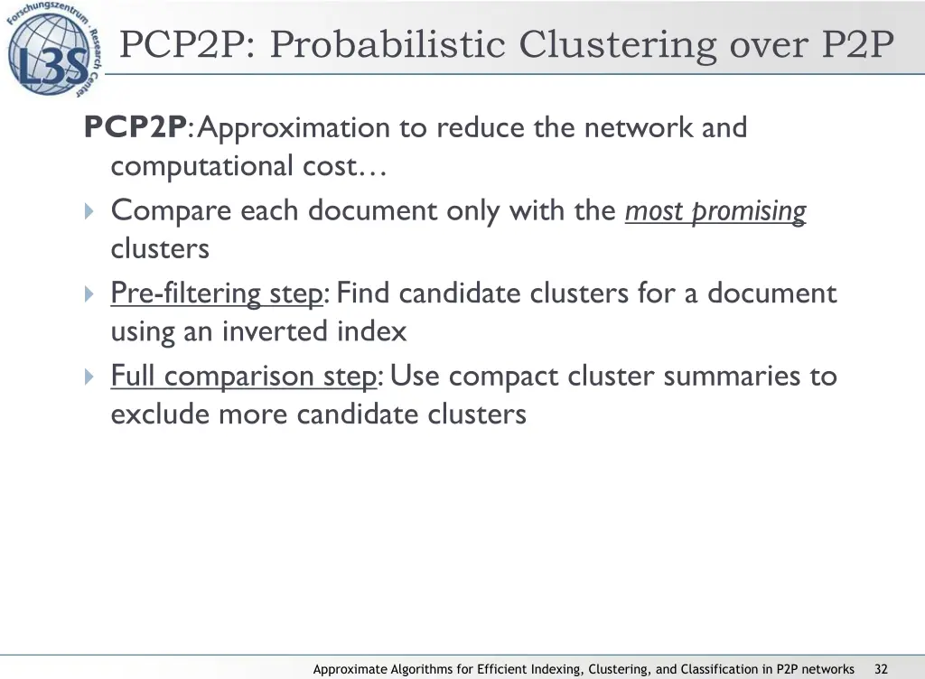 pcp2p probabilistic clustering over p2p