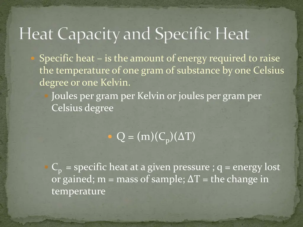 heat capacity and specific heat
