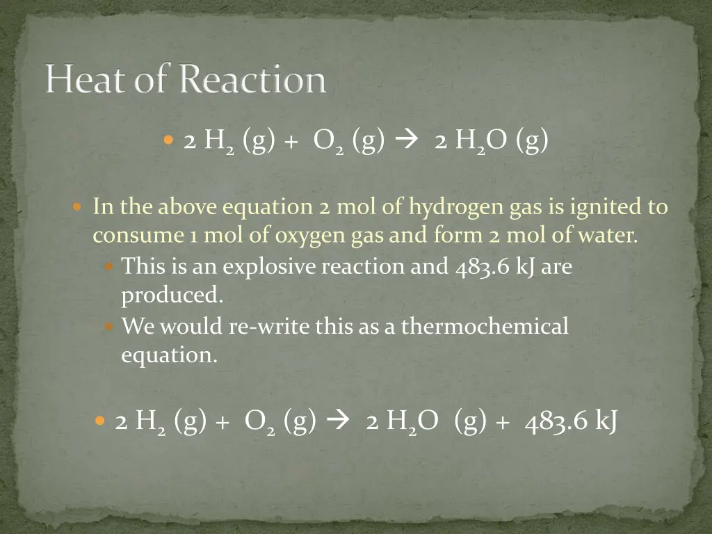 heat of reaction 1