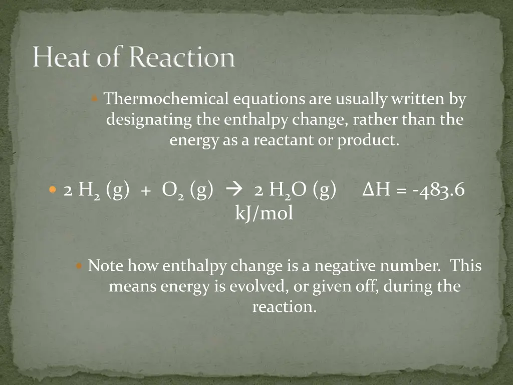 heat of reaction 5