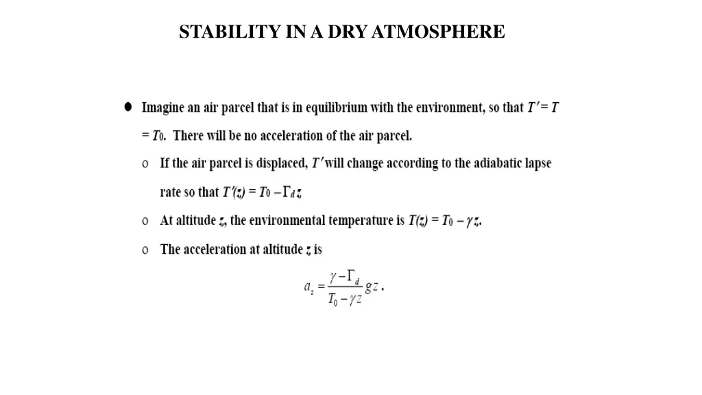stability in a dry atmosphere 1