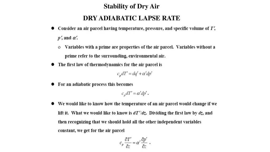 stability of dry air