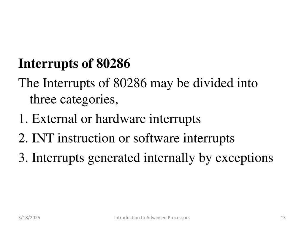 interrupts of 80286 the interrupts of 80286