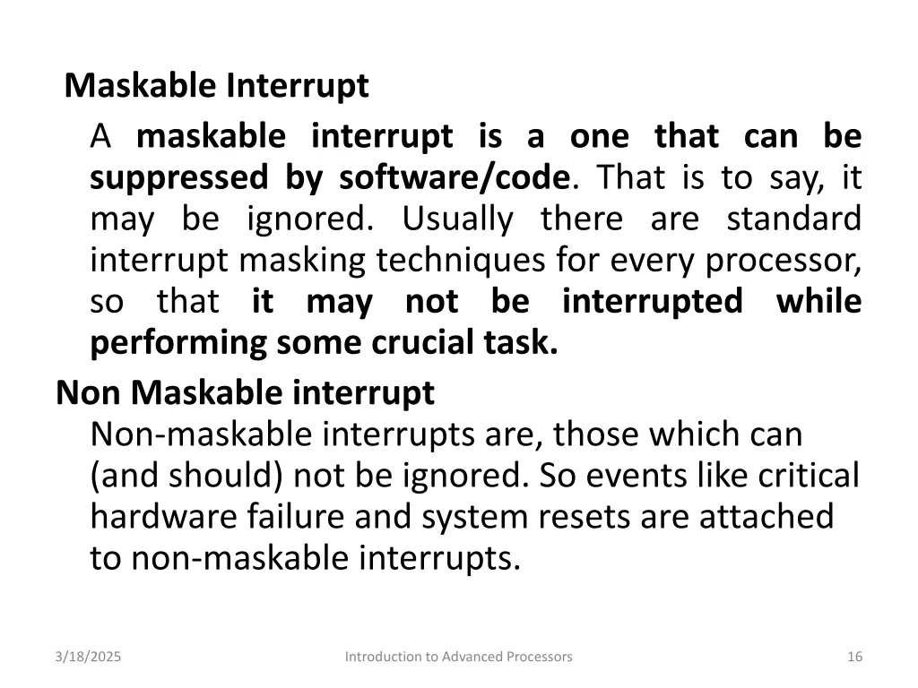 maskable interrupt a maskable interrupt