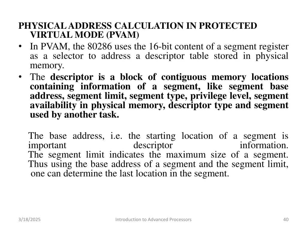 physical address calculation in protected virtual
