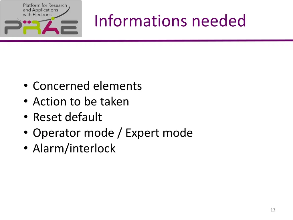 informations needed 1