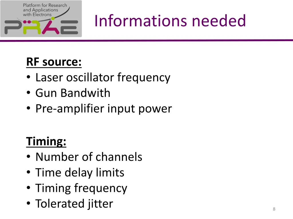 informations needed