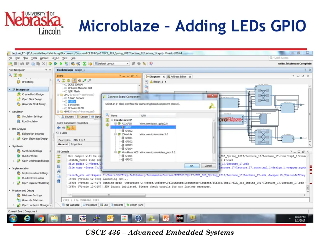 microblaze adding leds gpio 1
