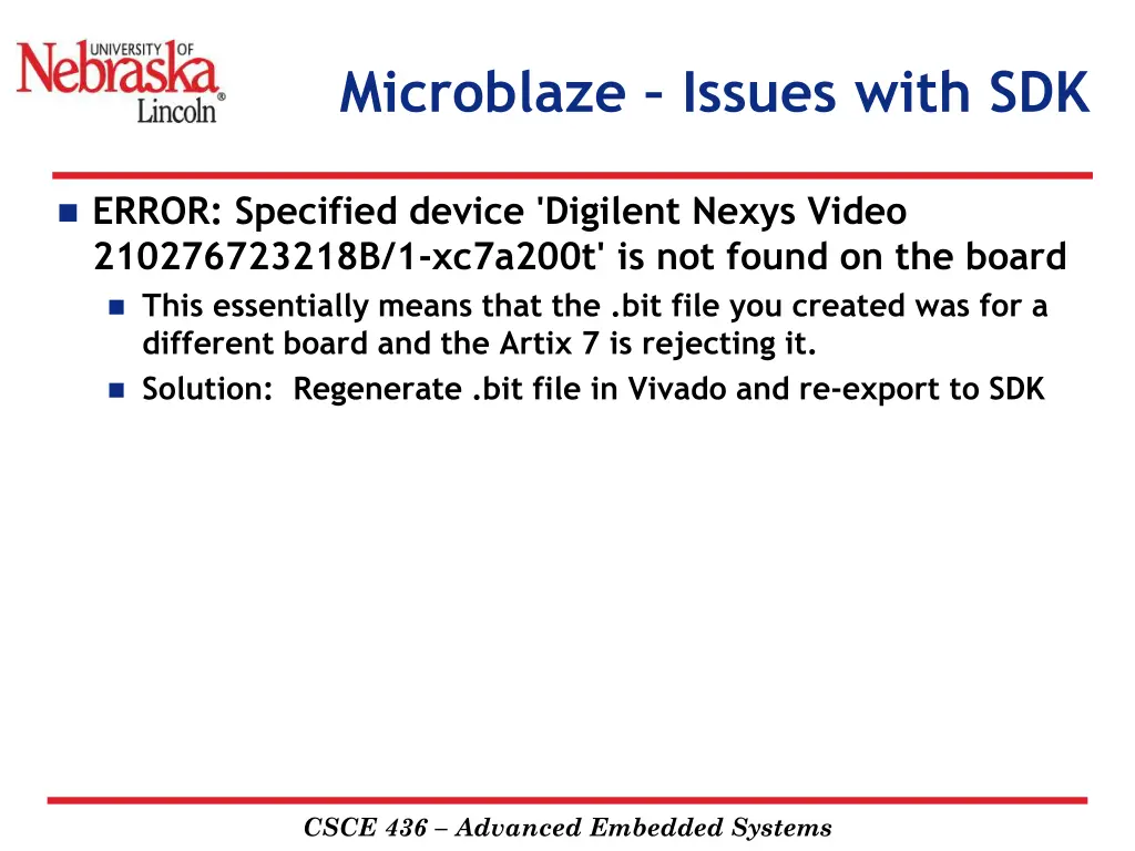 microblaze issues with sdk