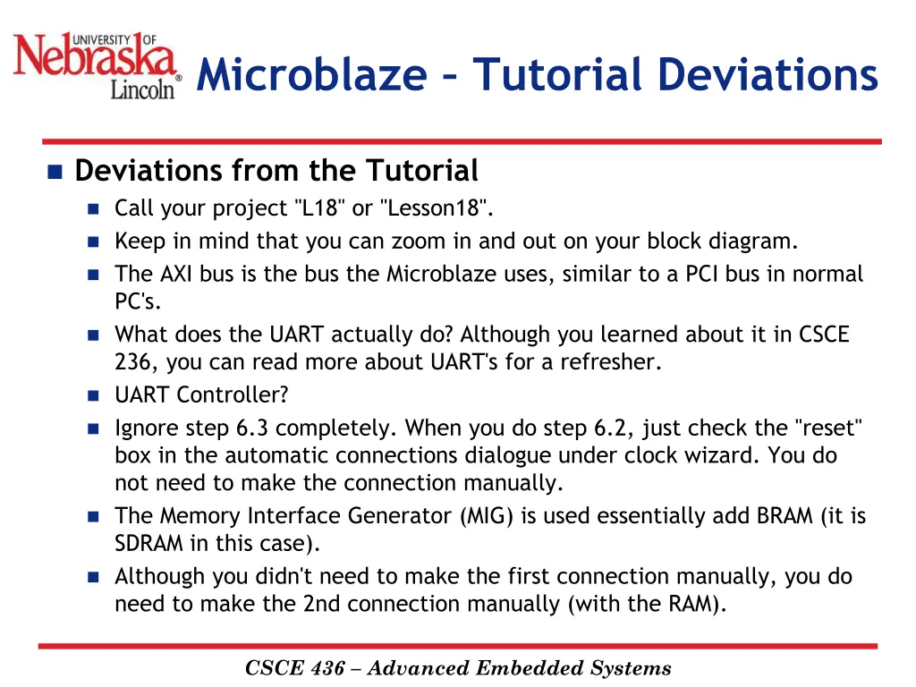 microblaze tutorial deviations