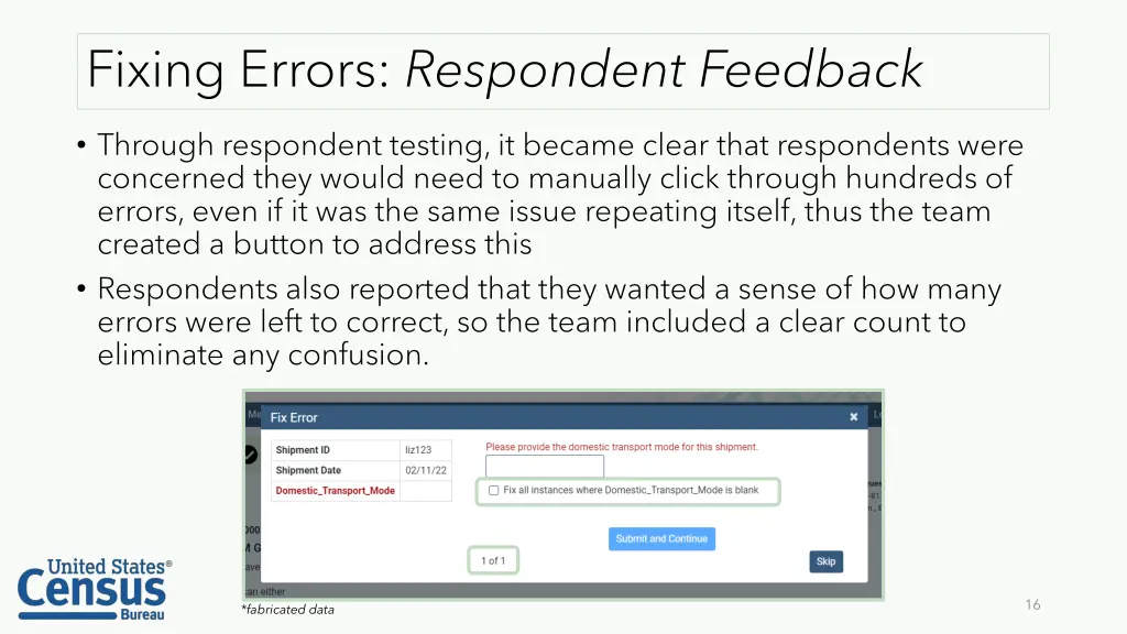fixing errors respondent feedback