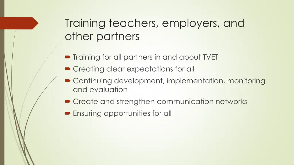training teachers employers and other partners