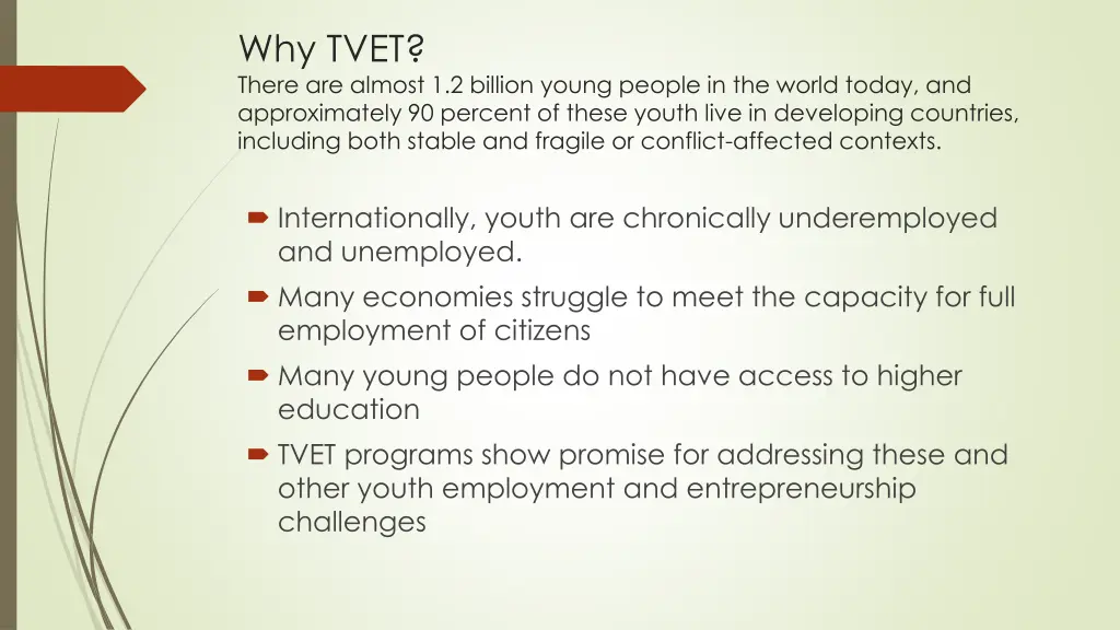 why tvet there are almost 1 2 billion young