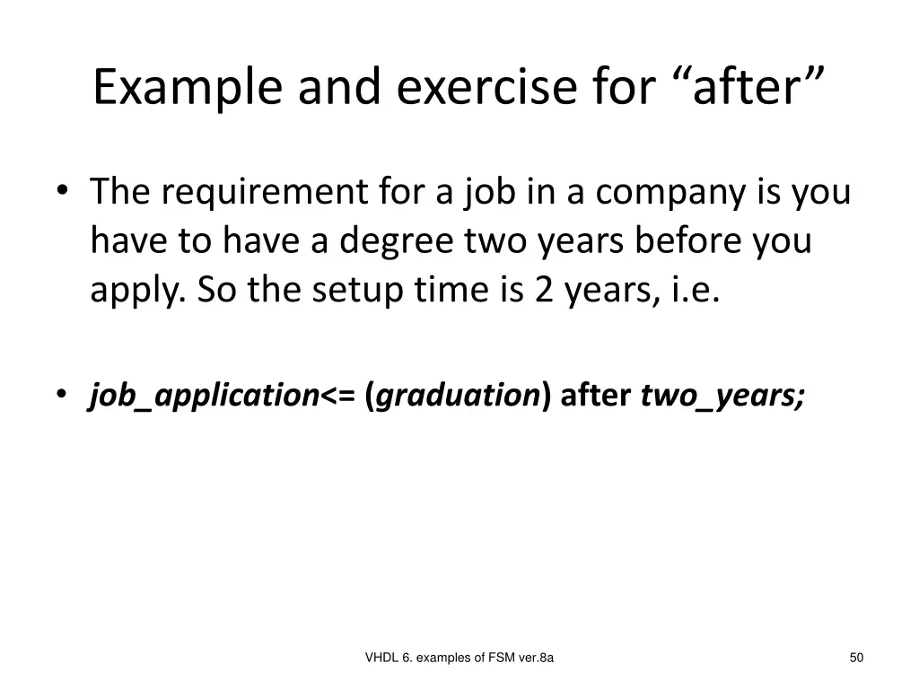 example and exercise for after