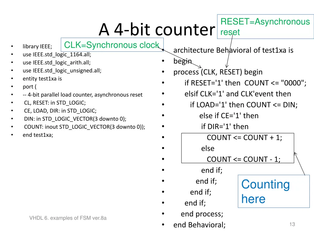 reset asynchronous reset