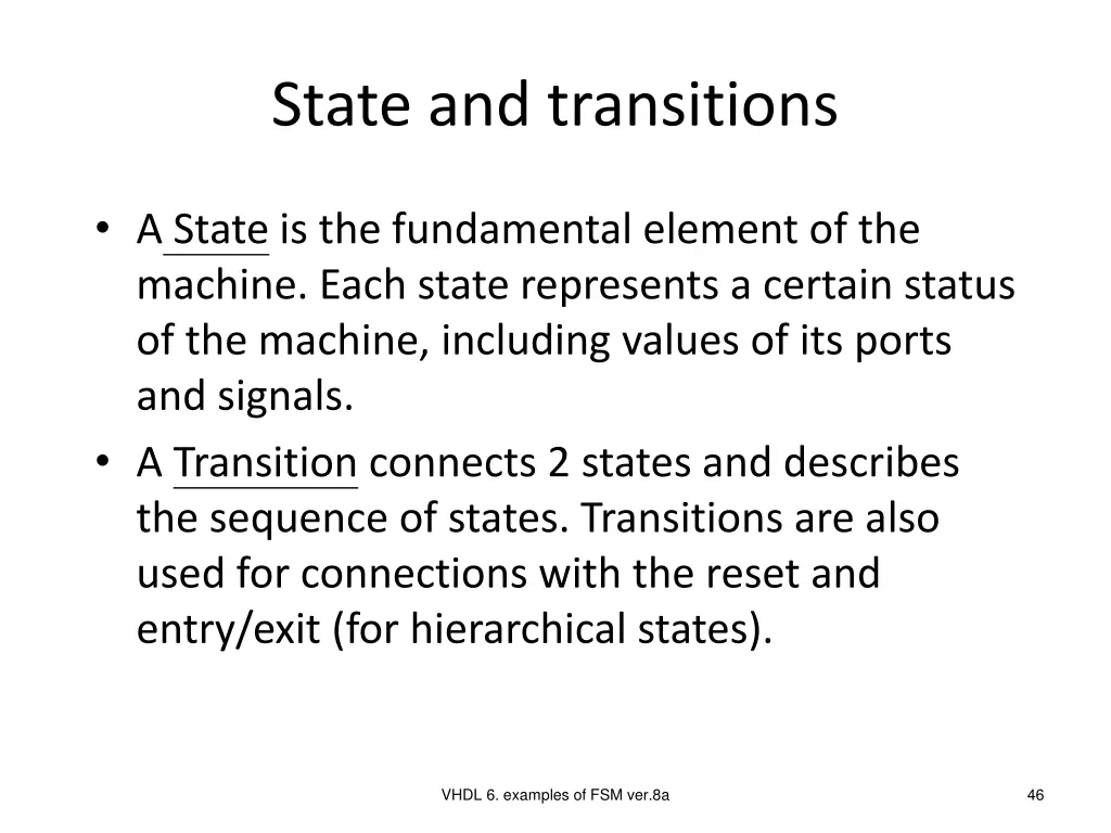 state and transitions