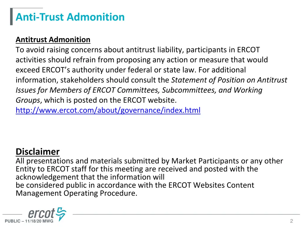 anti trust admonition