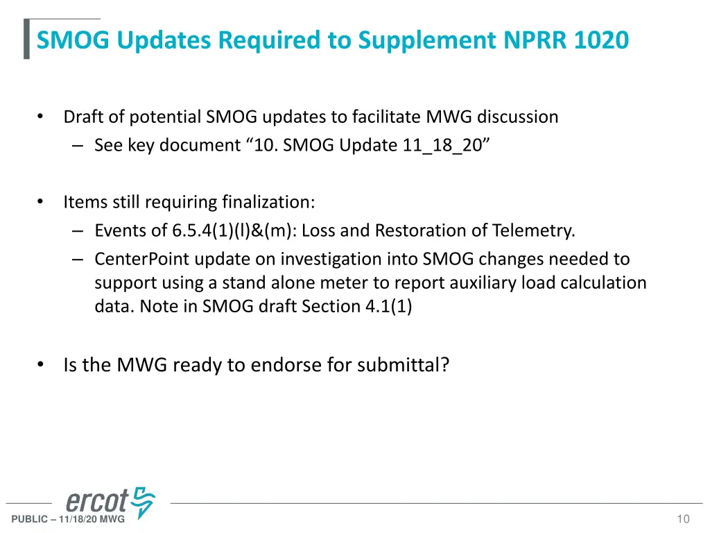 smog updates required to supplement nprr 1020