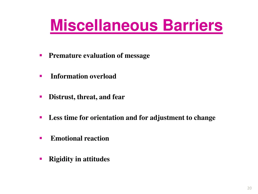 miscellaneous barriers