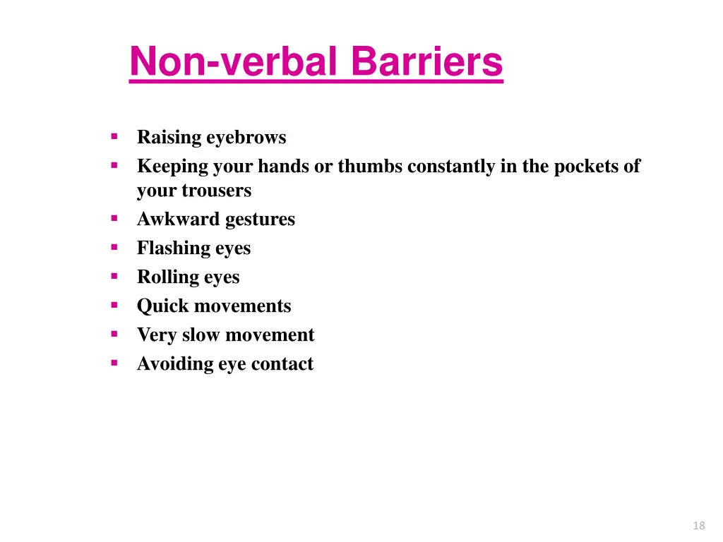 non verbal barriers