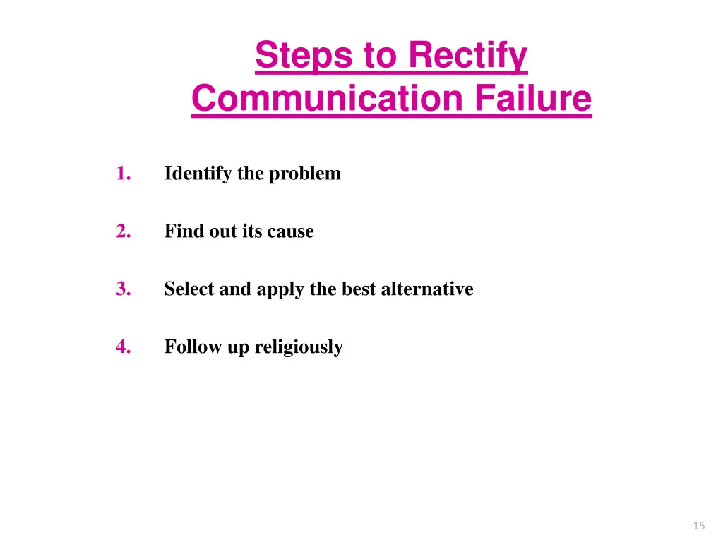 steps to rectify communication failure