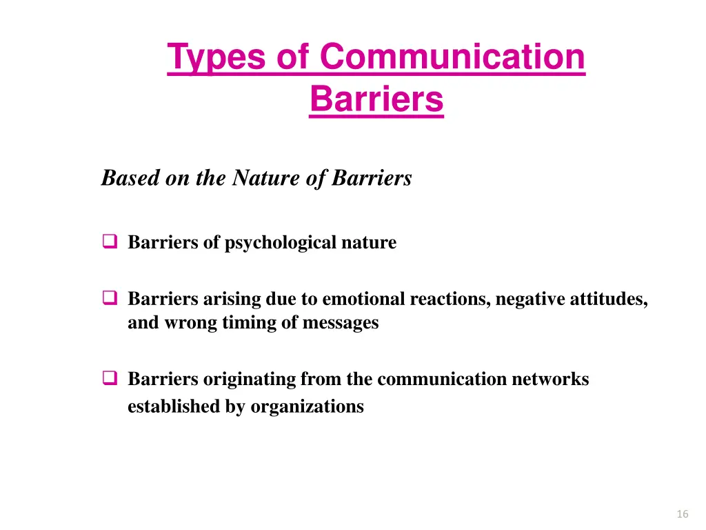 types of communication barriers