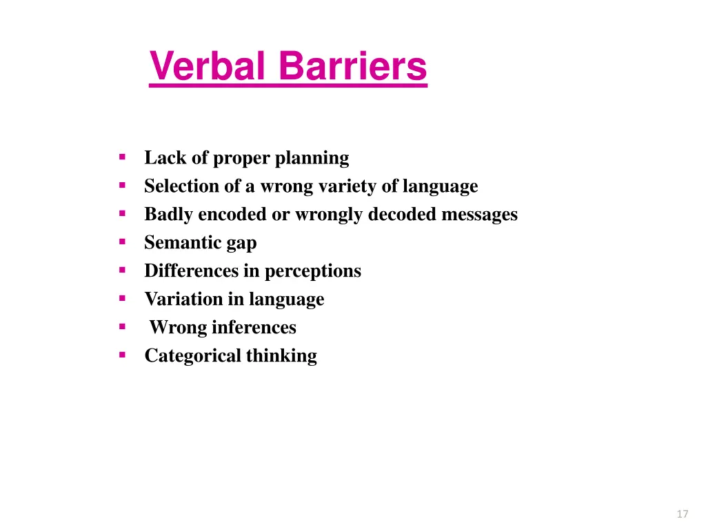 verbal barriers