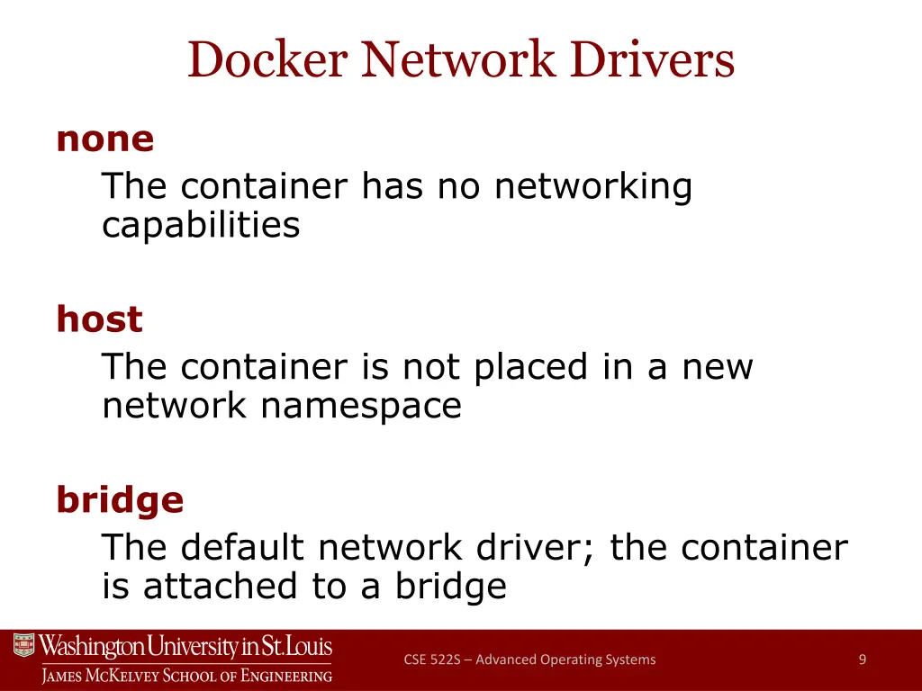 docker network drivers