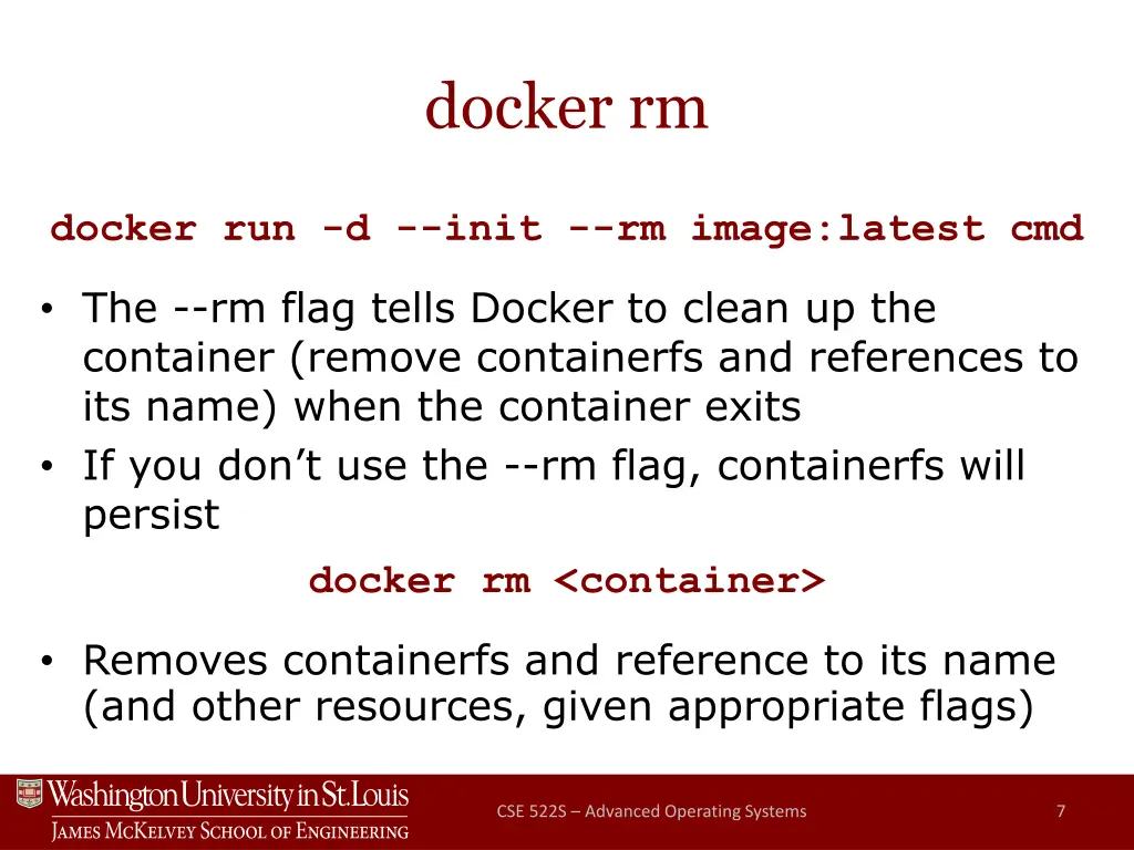 docker rm