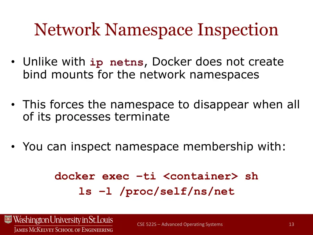 network namespace inspection