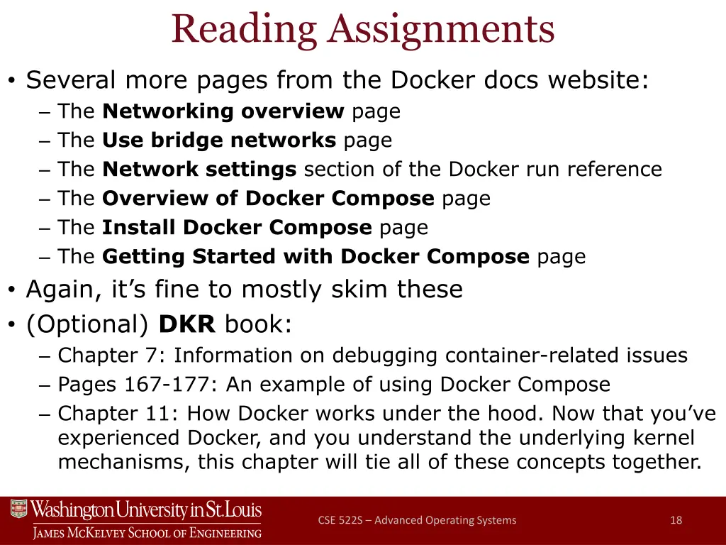 reading assignments
