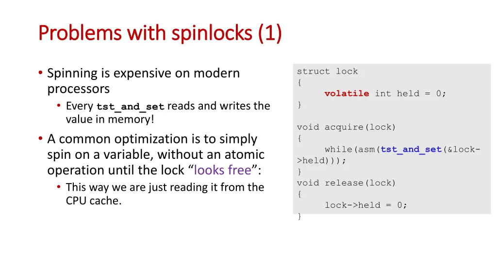 problems with spinlocks 1 problems with spinlocks