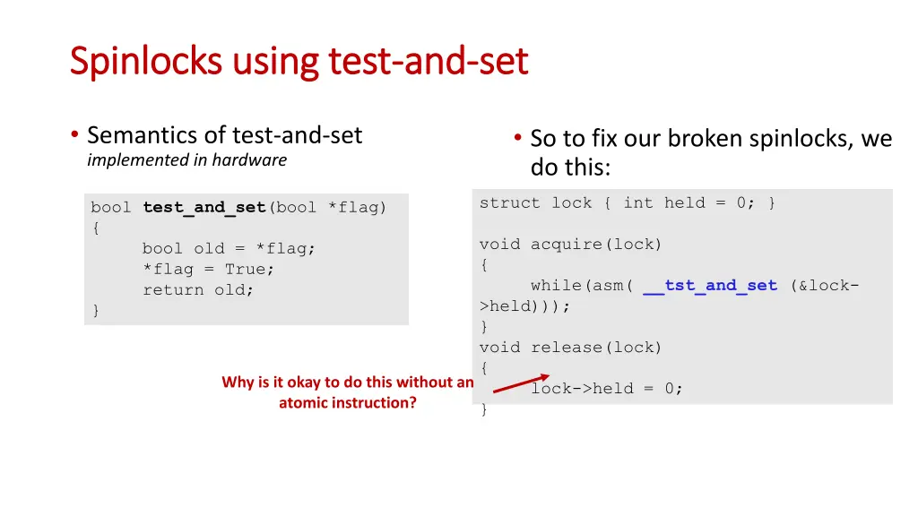 spinlocks using test spinlocks using test and