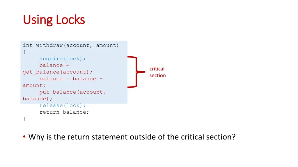 using locks using locks