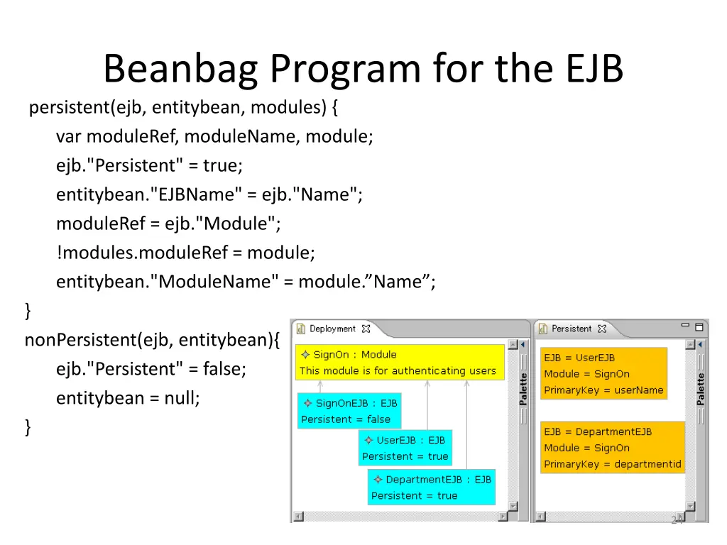 beanbag program for the ejb persistent