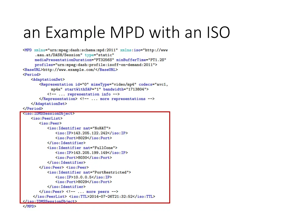 an example mpd with an iso