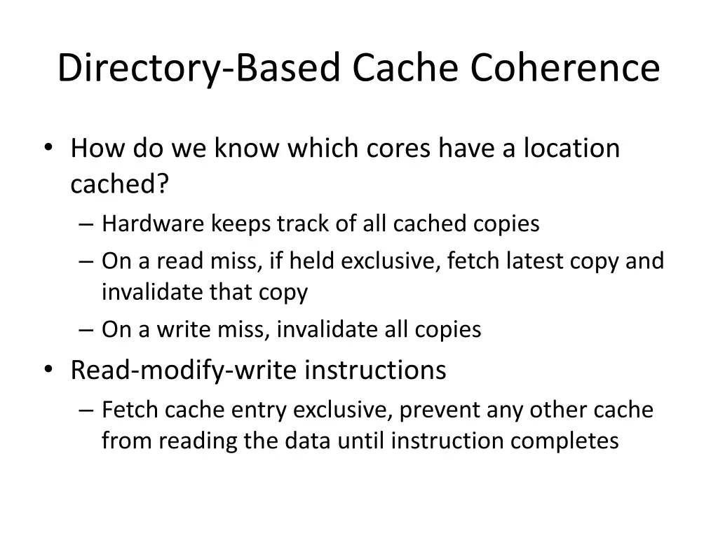 directory based cache coherence