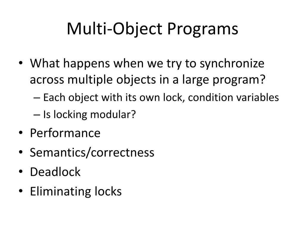 multi object programs