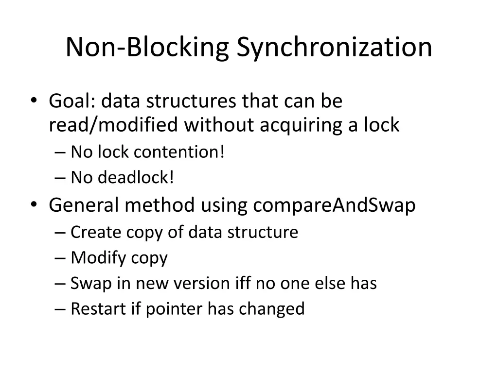 non blocking synchronization