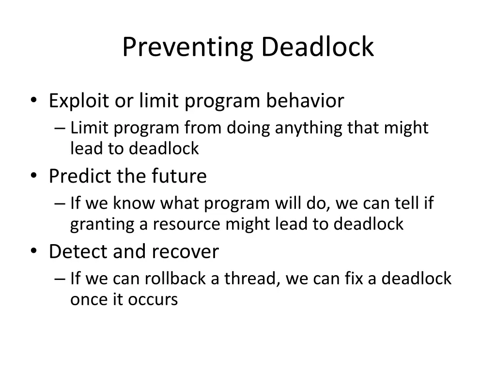 preventing deadlock