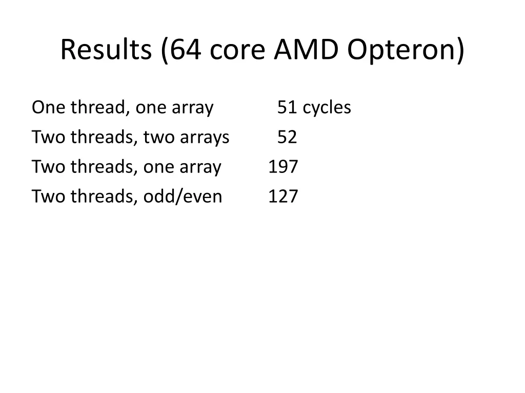 results 64 core amd opteron
