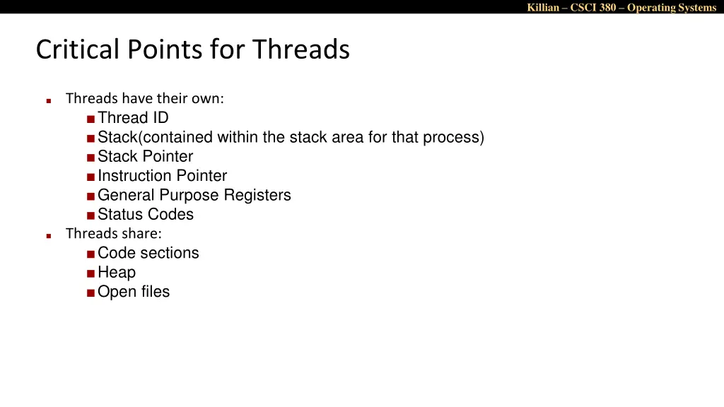 killian csci 380 operating systems 8