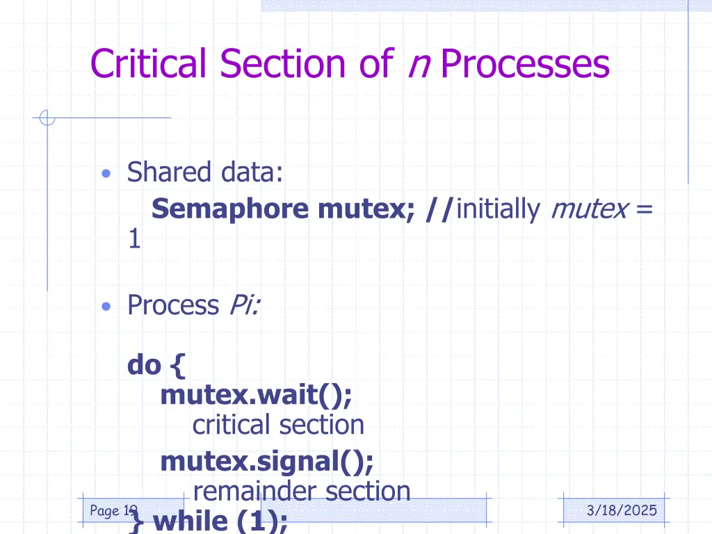 critical section of n processes