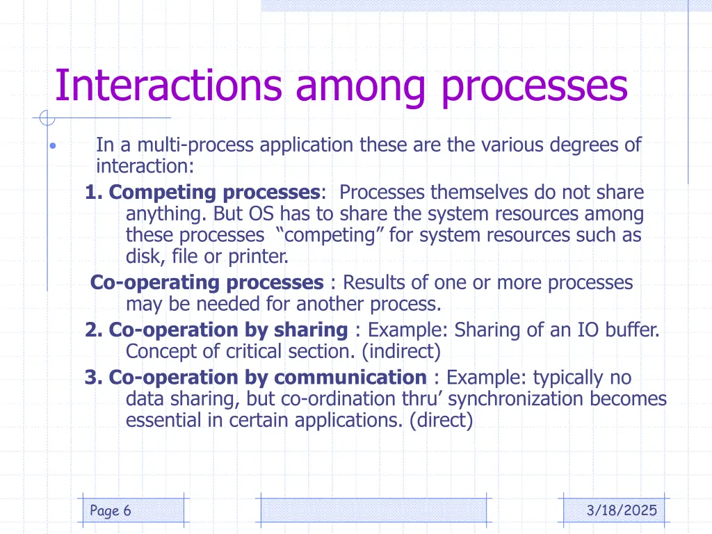 interactions among processes