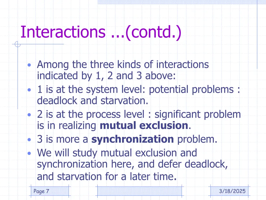 interactions contd